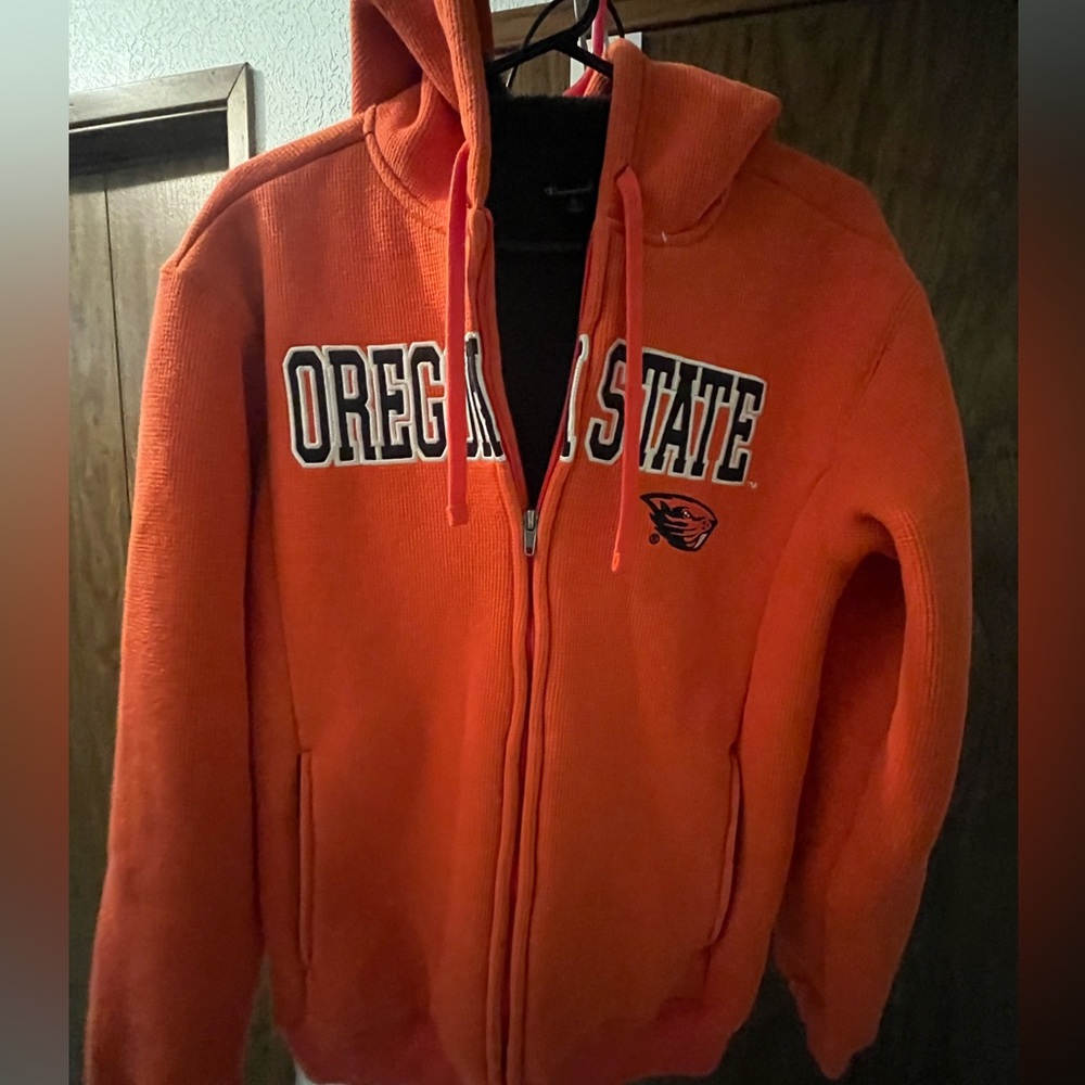 Oregon St Univ Zip-up Jacket/Hoodie w/stitched Beaver Logo & Full Fleece Inside